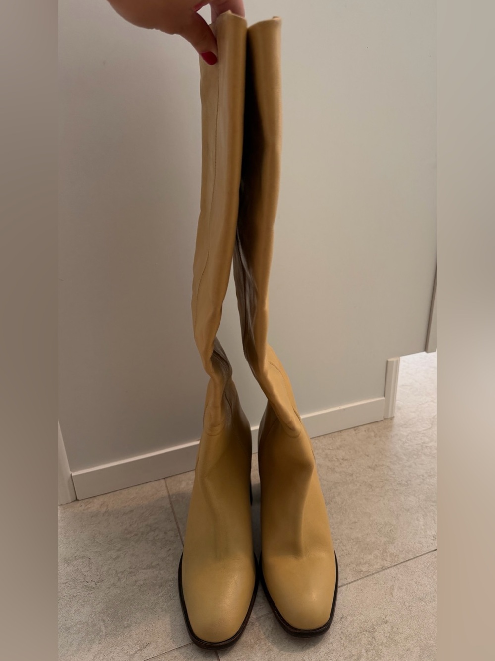 Free People Beige  Leather Boots